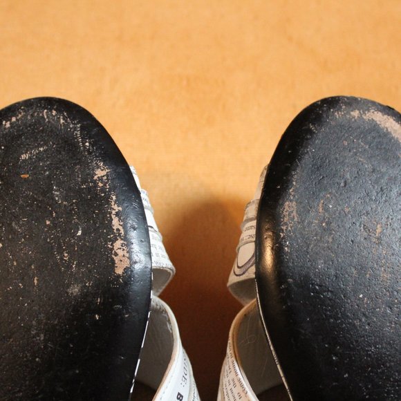 John Galliano newspaper print leather graphic black/white slides made in Italy - Picture 14 of 16